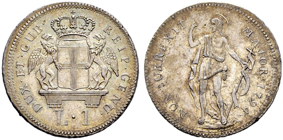 Genova - Dogi Biennali, 1528-1797. 1 Lira 1794. ... - Nomisma ...