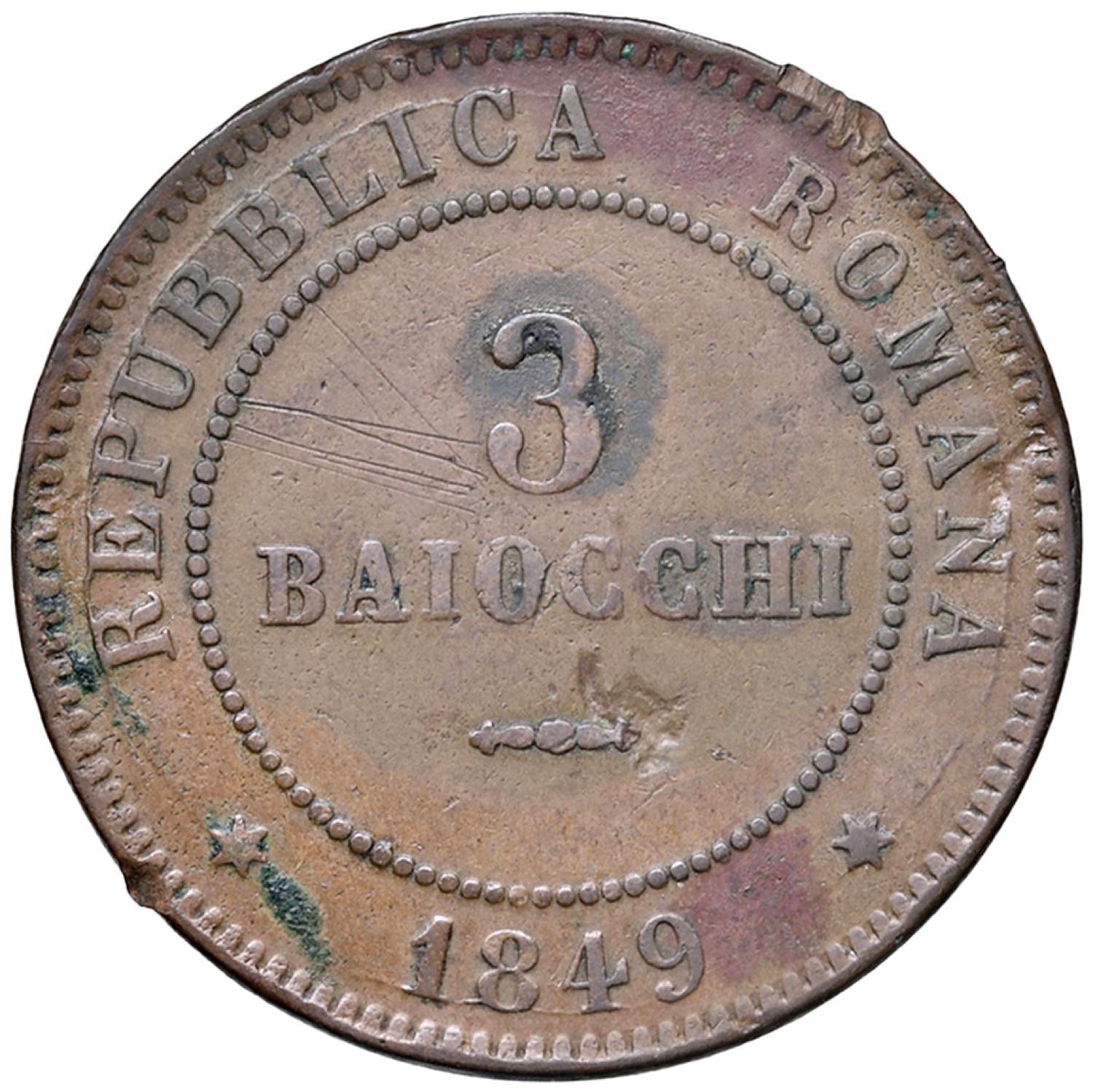 Repubblica Romana (18481849) 3 Baiocchi 1849 Nomisma Aste