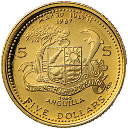 ANGUILLA 5 Dollari 1969 - Fr. 4 AU ... 