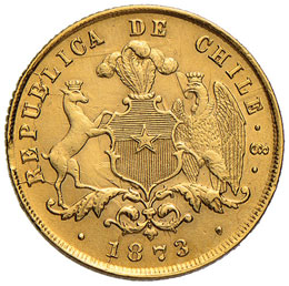 CILE 2 Pesos 1873 - Fr. 47 AU (g ... 