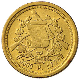 GUATEMALA 5 Pesos 1874 - Fr. 45 AU ... 
