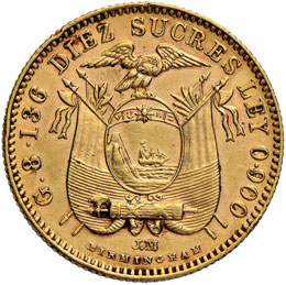 ECUADOR 10 Sucres 1899 - Fr. 10 AU ... 