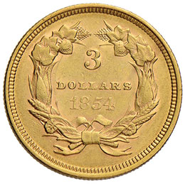USA 3 Dollari 1854 - Fr. 124 AU (g ... 