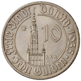 DANZICA 10 Gulden 1935 – KM 159 ... 