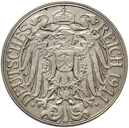 GERMANIA Impero 25 Pfenning 1911 D ... 