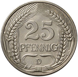 GERMANIA Impero 25 Pfenning 1911 D ... 