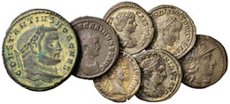 Lotto di sette monete romane. Non ... 