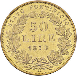 Pio IX (1846-1878) 50 Lire 1870 A. ... 