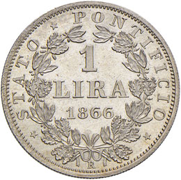 Pio IX (1846-1878) Lira 1866 A. ... 