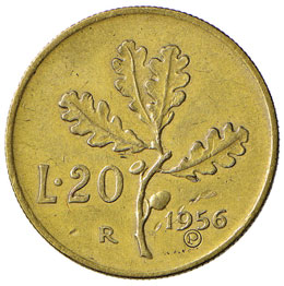 REPUBBLICA ITALIANA 20 Lire 1956 P ... 
