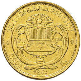GUATEMALA 20 Pesos 1869 – Fr. 38 ... 