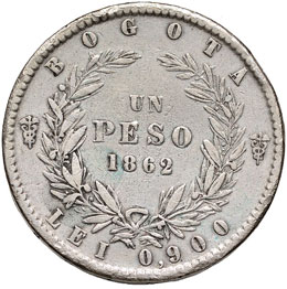 COLOMBIA Peso 1862 – KM 139.1 AG ... 