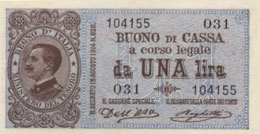 Buono di cassa - Lira 18/08/1914 ... 