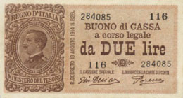 Buono di cassa - 2 Lire 14/03/1920 ... 