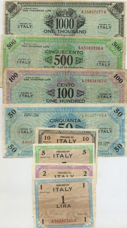 AM Lire - 1, 2, 5 lire Italia ... 