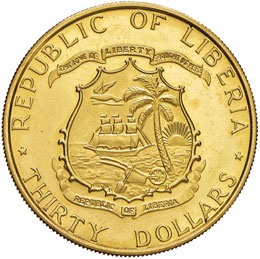 LIBERIA 30 Dollari 1965 – Fr. 4 ... 