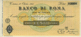 Banco di Roma 100 Lire Torino, 30 ... 