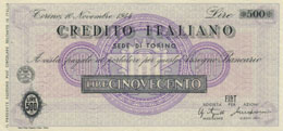 Credito Italiano 500 Lire Torino, ... 