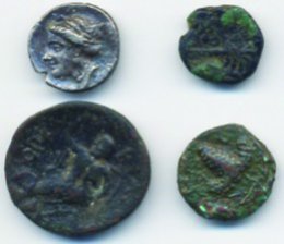 3 Monete greche in bronzo e una di ... 
