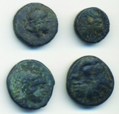4 Monete greche in bronzo della ... 