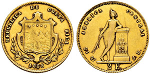 COSTA RICA - 2 Escudos 1855. ... 