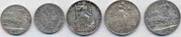 Lotto di 5 monete: 10 lire 1936, 2 ... 