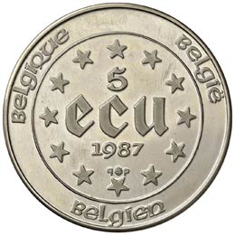 BELGIO 5 Ecu 1987 - AG (g 22,96)