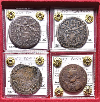Lotto di quattro monete papali: ... 