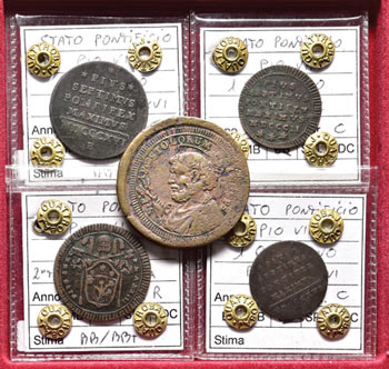 Lotto di cinque monete papali: ... 