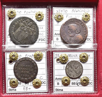 Lotto di quattro monete papali: ... 