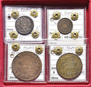 Lotto di quattro monete papali,  ... 