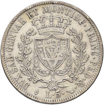 Carlo Felice (1821-1831) 5 Lire ... 