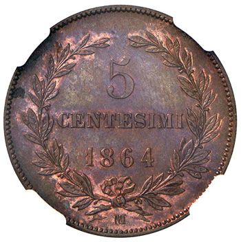 SAN MARINO 5 Centesimi 1864 - CU ... 