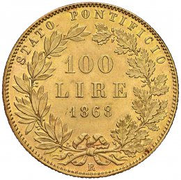 Pio IX (1846-1878) 100 Lire 1868 ... 
