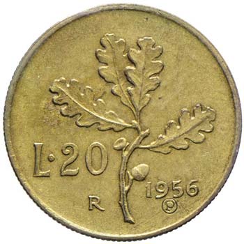 Repubblica italiana - 20 Lire 1956 ... 