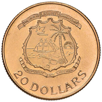 LIBERIA 20 Dollari 1964 Oro rosso ... 