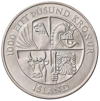ISLANDA 1.000 Corone 1974 - AG (g ... 