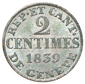 SVIZZERA Ginevra - 2 Centimes 1839 ... 