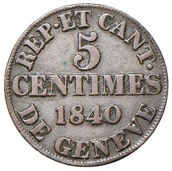 SVIZZERA Ginevra - 5 Centimes 1840 ... 