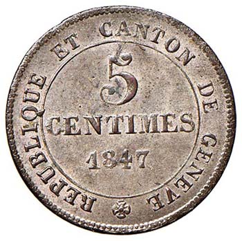 SVIZZERA Ginevra - 5 Centimes 1847 ... 