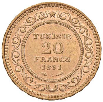 TUNISIA 20 Franchi 1891 - Fr. 12 ... 