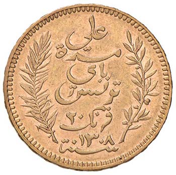 TUNISIA 20 Franchi 1891 - Fr. 12 ... 