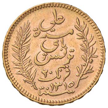 TUNISIA 20 Franchi 1897 - Fr. 12 ... 