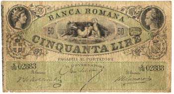 BANCONOTE - BANCA ROMANA - 50 Lire ... 
