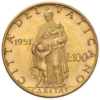 Pio XII (1939-1958) 100 Lire 1951 ... 