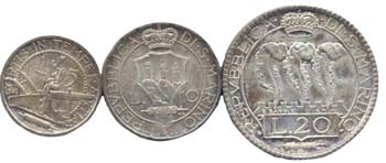 SAN MARINO 5, 10, 20 lire 1931 ... 