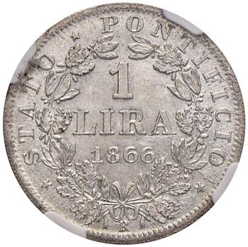 Pio IX (1846-1878) Lira 1866 A. ... 