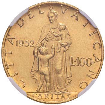 Pio XII (1939-1958) 100 Lire 1952 ... 