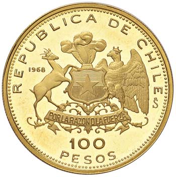 CILE 100 Pesos 1968 - Fr. 59 AU (g ... 