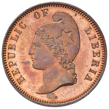 LIBERIA Cent 1890 E Pattern - KM ... 